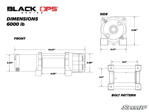 6000 lb UTV/ATV Winch with Wireless Remote & Synthetic Rope