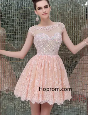 A-Line Lace Homecoming Dresses Vestidos Cortos Open Back Party Dress