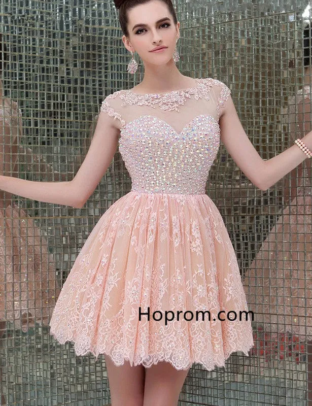 A-Line Lace Homecoming Dresses Vestidos Cortos Open Back Party Dress