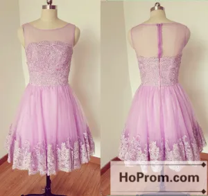A-Line Sleeveless Lace Prom Dresses Homecoming Dresses