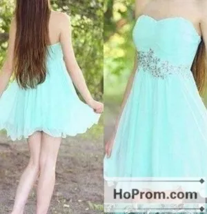 A-Line Sweetheart Mint Chiffon Prom Dresses Homecoming Dresses