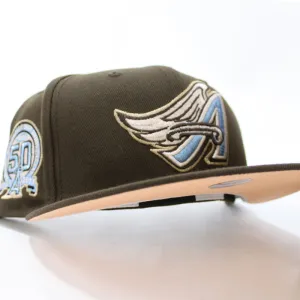Anaheim Angels 50th Anniversary New Era 59Fifty Fitted Hat (Walnut Peach Under Brim)