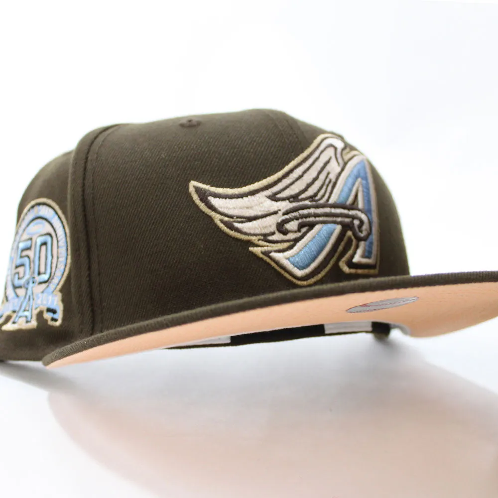 Anaheim Angels 50th Anniversary New Era 59Fifty Fitted Hat (Walnut Peach Under Brim)