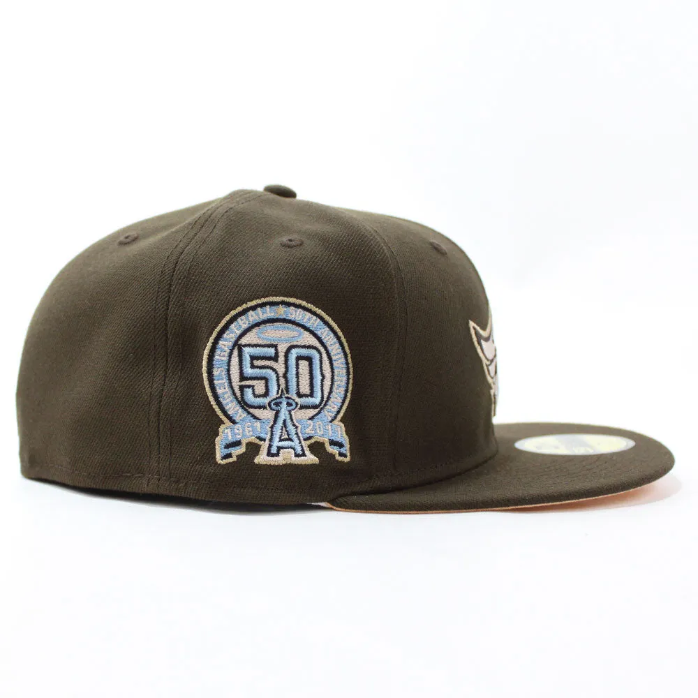 Anaheim Angels 50th Anniversary New Era 59Fifty Fitted Hat (Walnut Peach Under Brim)