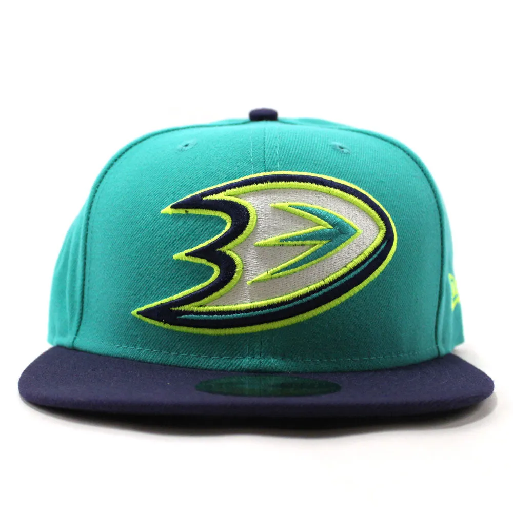 Anaheim Ducks New Era 59FIFTY Fitted Hat (Teal Purple Lime)