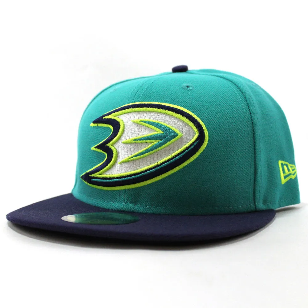 Anaheim Ducks New Era 59FIFTY Fitted Hat (Teal Purple Lime)