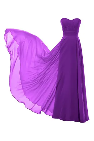 Anneprom A-Line Chiffon Bridesmaid Dress Floor Length Prom Evening Gown APB0038