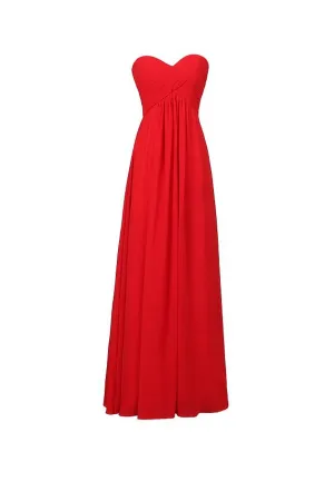 Anneprom A-Line Chiffon Sweetheart Bridesmaid Long Evening Gown APB0012