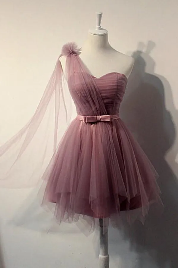 Anneprom Cute A-line One Shoulder Short Prom Drsess Homecoming Dress APH0045