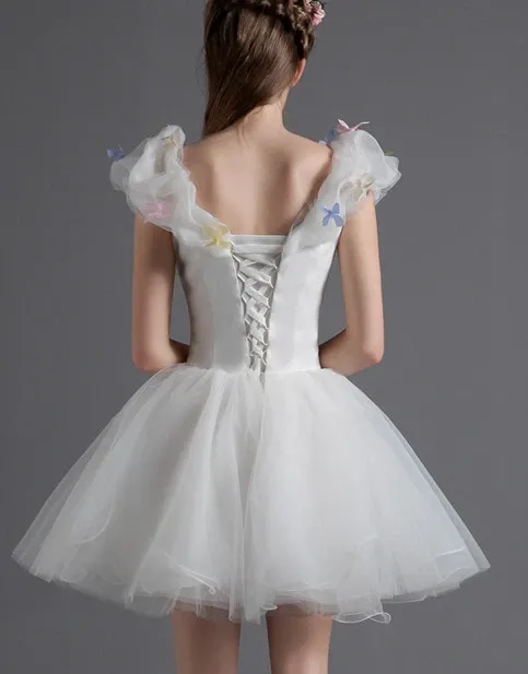 Anneprom Cute Off-the-shoulder Tulle Short Prom Dress Juniors Homecoming Dresses APH0089