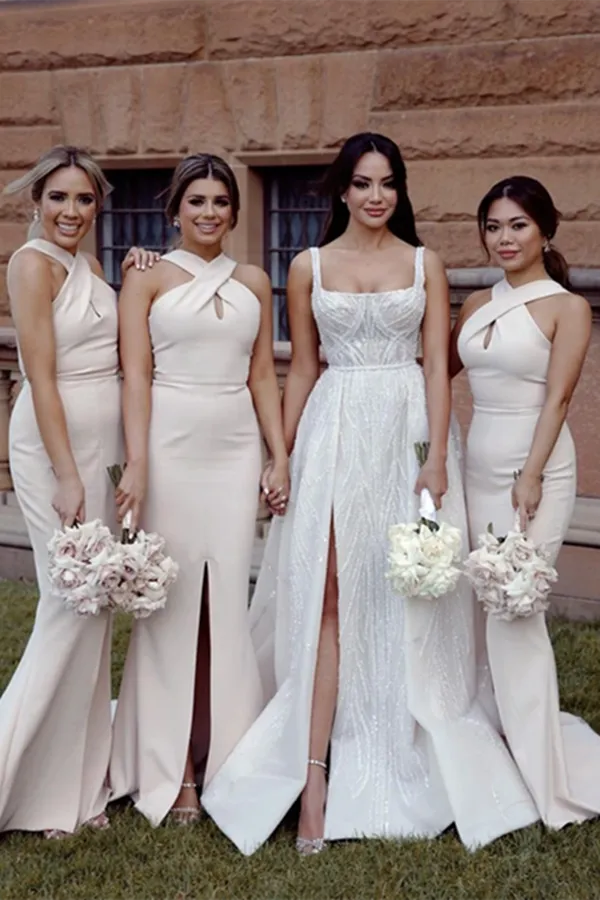 Anneprom Gorgeous Beaded Lace Spaghetti Straps A line Chapel Train Wedding Dresses APW0379
