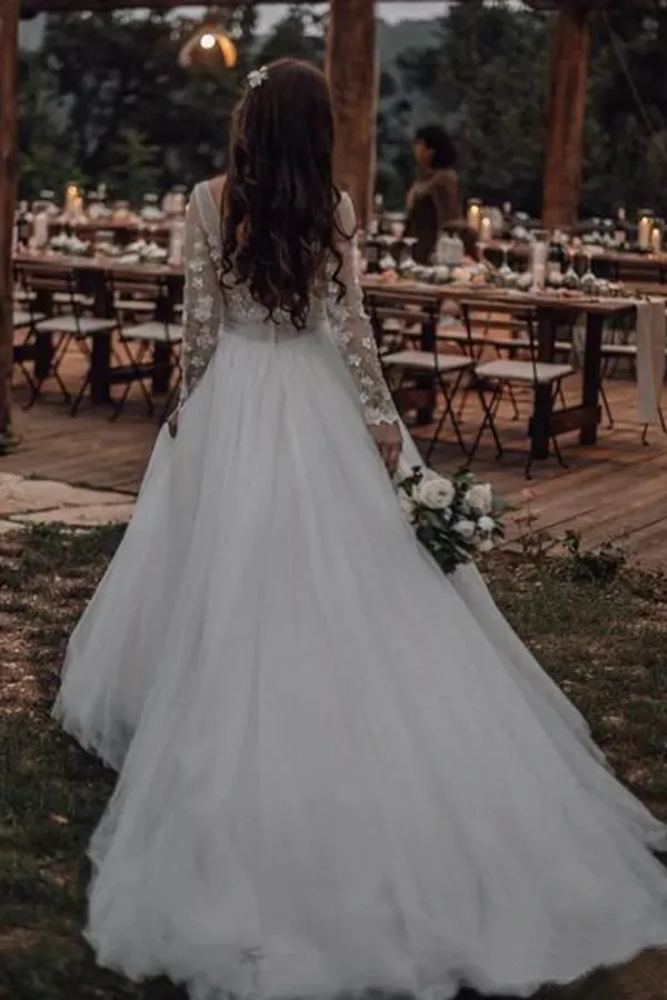 Anneprom Marvelous Ball Gown Wedding Dresses Appliqued Tulle Bridal Gowns APW0374