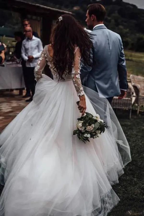 Anneprom Marvelous Ball Gown Wedding Dresses Appliqued Tulle Bridal Gowns APW0374