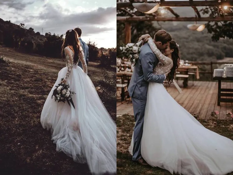 Anneprom Marvelous Ball Gown Wedding Dresses Appliqued Tulle Bridal Gowns APW0374