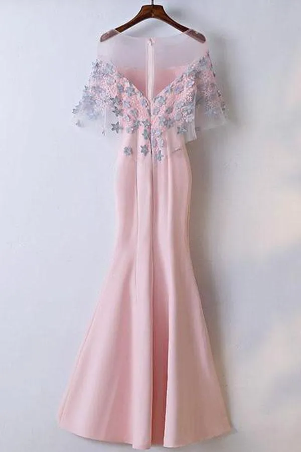 Anneprom Mermaid Floor Length Affordable Pink Prom Dresses Party Dresses APP0259