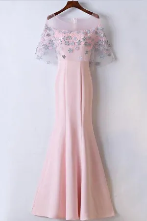 Anneprom Mermaid Floor Length Affordable Pink Prom Dresses Party Dresses APP0259