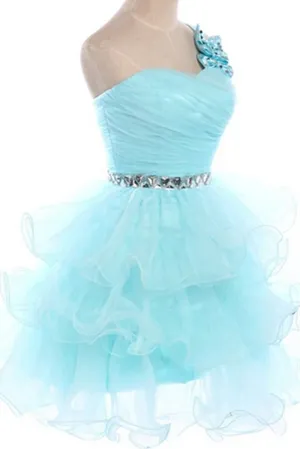 Anneprom prom dresses short,Blue A-line One Shoulder Short Mini Organza Homecoming Dress Short Prom Dresses APH0043