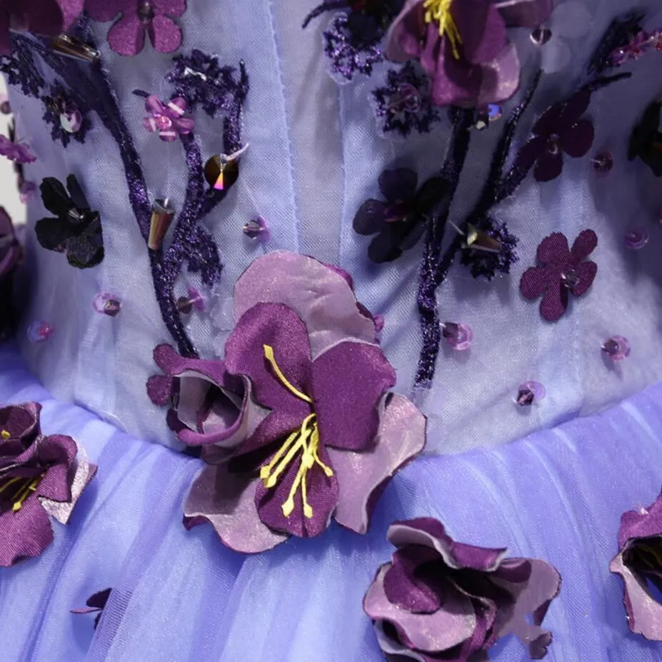 Anneprom Short Lavender Homecoming Dresses Flower Applique Knee Length Prom Dress APH0180