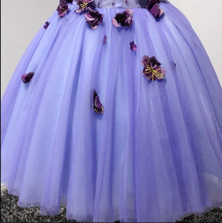 Anneprom Short Lavender Homecoming Dresses Flower Applique Knee Length Prom Dress APH0180