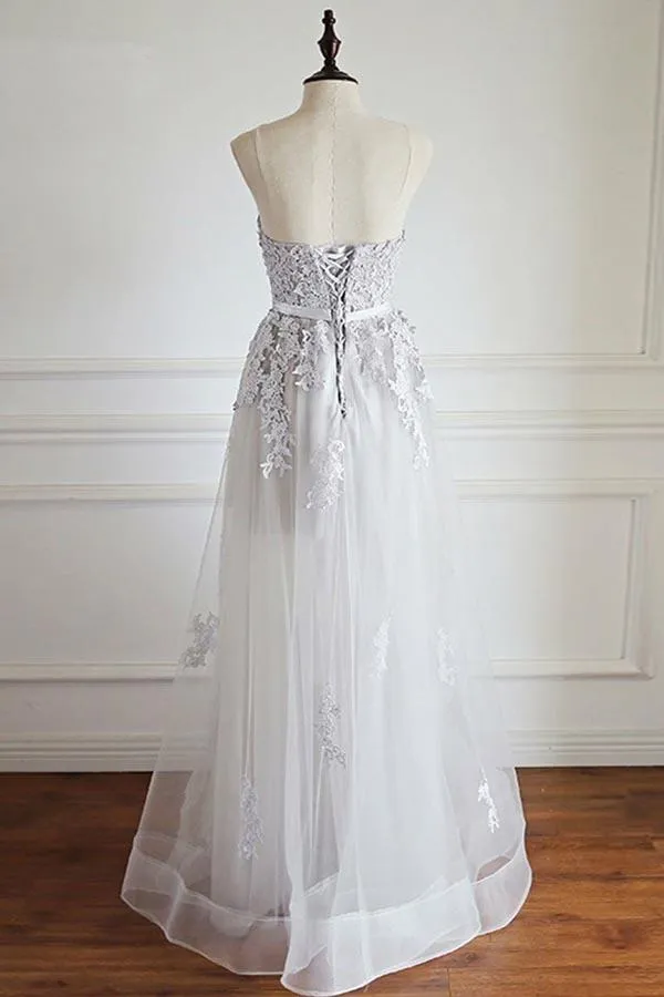 Anneprom Sweetheart Floor-Length Tulle Prom Dress With Appliques APP0235