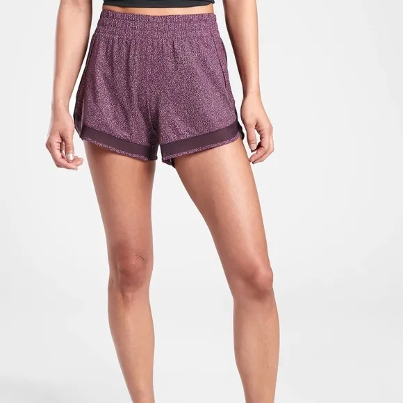 Athleta Womens Shorts Pink Printed Mesh Racer Run Mid Rise Elastic waist 1X