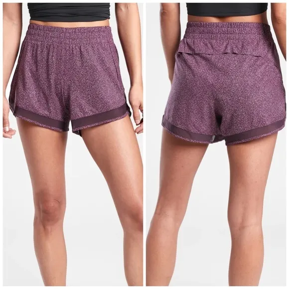 Athleta Womens Shorts Pink Printed Mesh Racer Run Mid Rise Elastic waist 1X