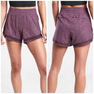 Athleta Womens Shorts Pink Printed Mesh Racer Run Mid Rise Elastic waist 1X