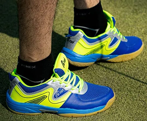 B-TUF Women's Blue Green Badminton Shoe - 7 UK