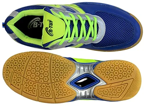 B-TUF Women's Blue Green Badminton Shoe - 7 UK