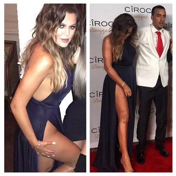 Black Khloe Kardashian One shoulder Dress Two Slits Prom Celebrity Evening Dress to Montana's 30th birthday