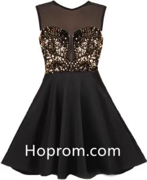 Black Sequins Homecoming Dress, Sexy Prom Homecoming Dress