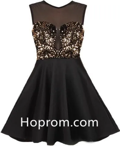 Black Sequins Homecoming Dress, Sexy Prom Homecoming Dress