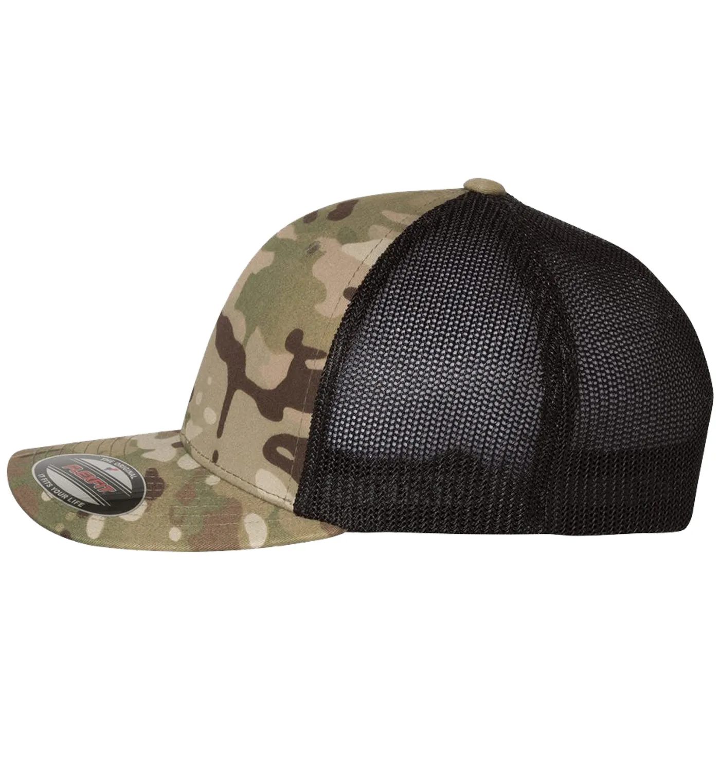 Born Salty Skull Crab 6 Panel Trucker Flexfit Multicam Camo Green/Black