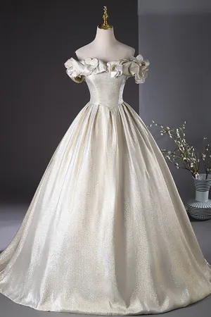 Champagne Satin Long Prom Dress, Beautiful A Line Evening Party Dress APP0964