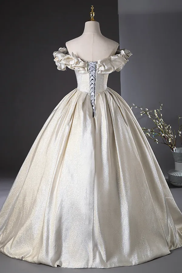 Champagne Satin Long Prom Dress, Beautiful A Line Evening Party Dress APP0964