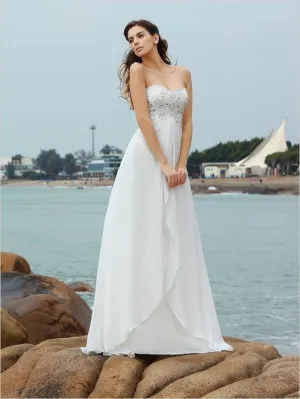 Chiffon Princess Sweetheart Wedding Dresses,Beading Sleeveless Wedding Dresses