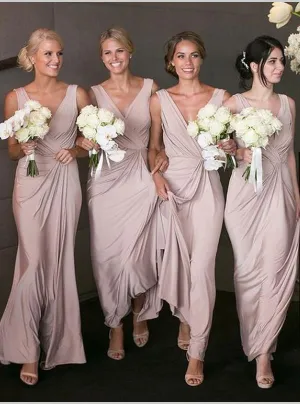 Chiffon Princess V-neck Sleeveless Bridesmaid Dresses Floor Length