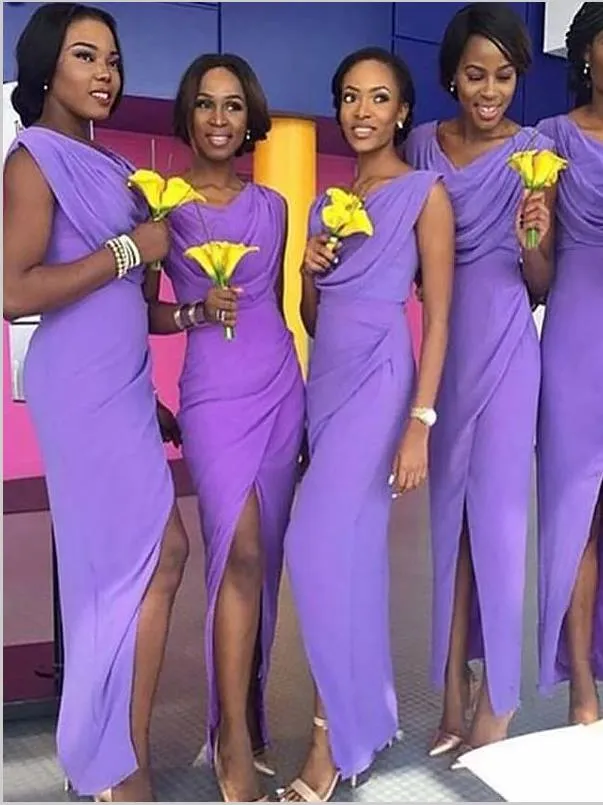 Chiffon Sheath Scoop Sleeveless Bridesmaid Dresses Floor Length