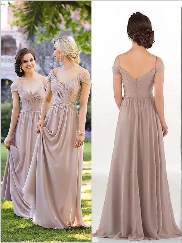 Chiffon Spaghetti Straps Bridesmaid Dresses For Floor Length