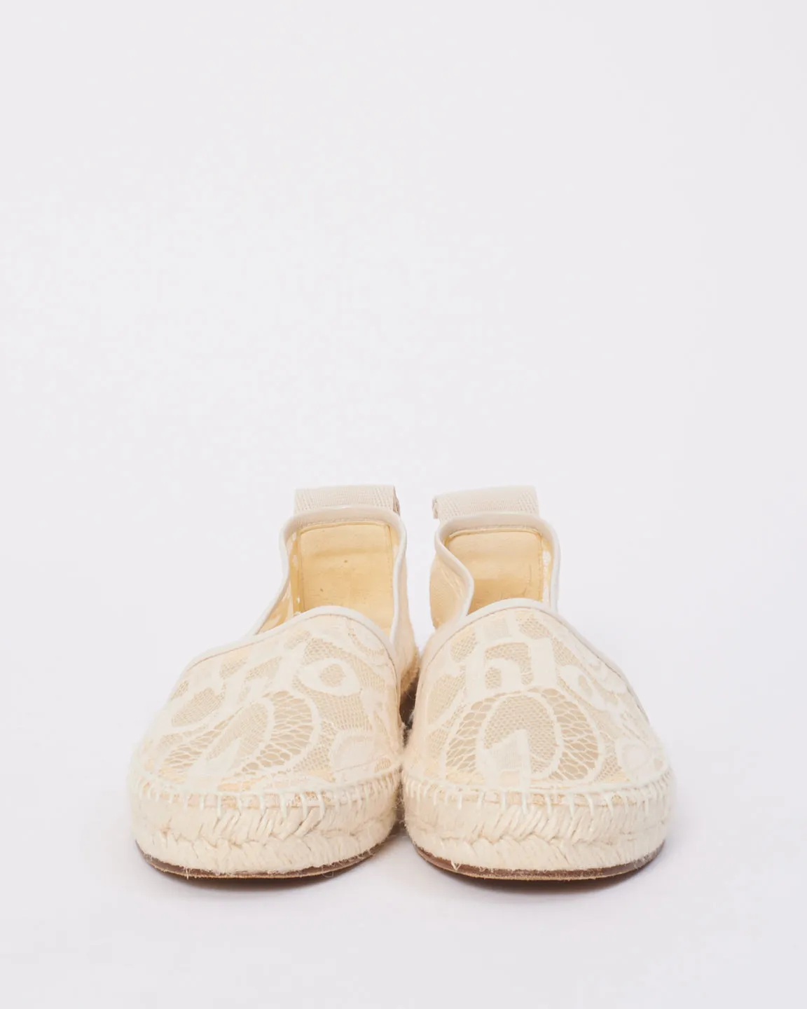 Chloé White Lace Woody Espadrille Shoes - 37