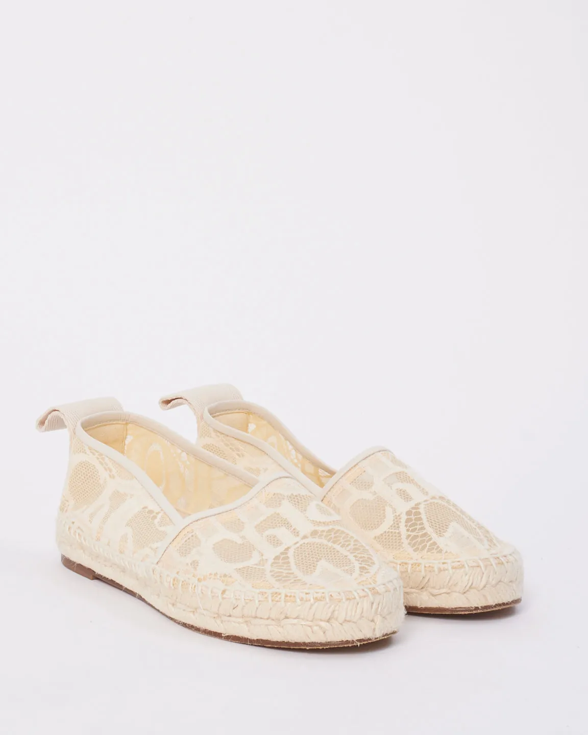 Chloé White Lace Woody Espadrille Shoes - 37