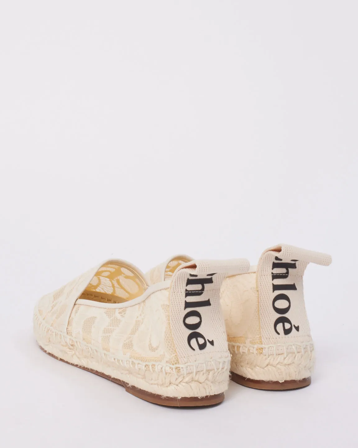 Chloé White Lace Woody Espadrille Shoes - 37