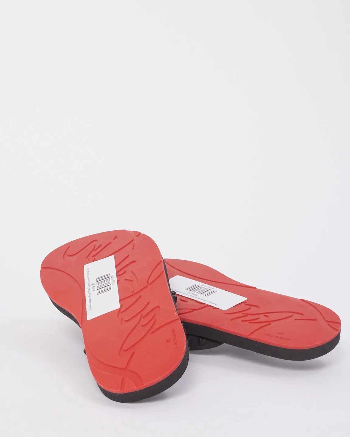 Christian Louboutin Black Rubber Donna Studded Flip Flop - 38