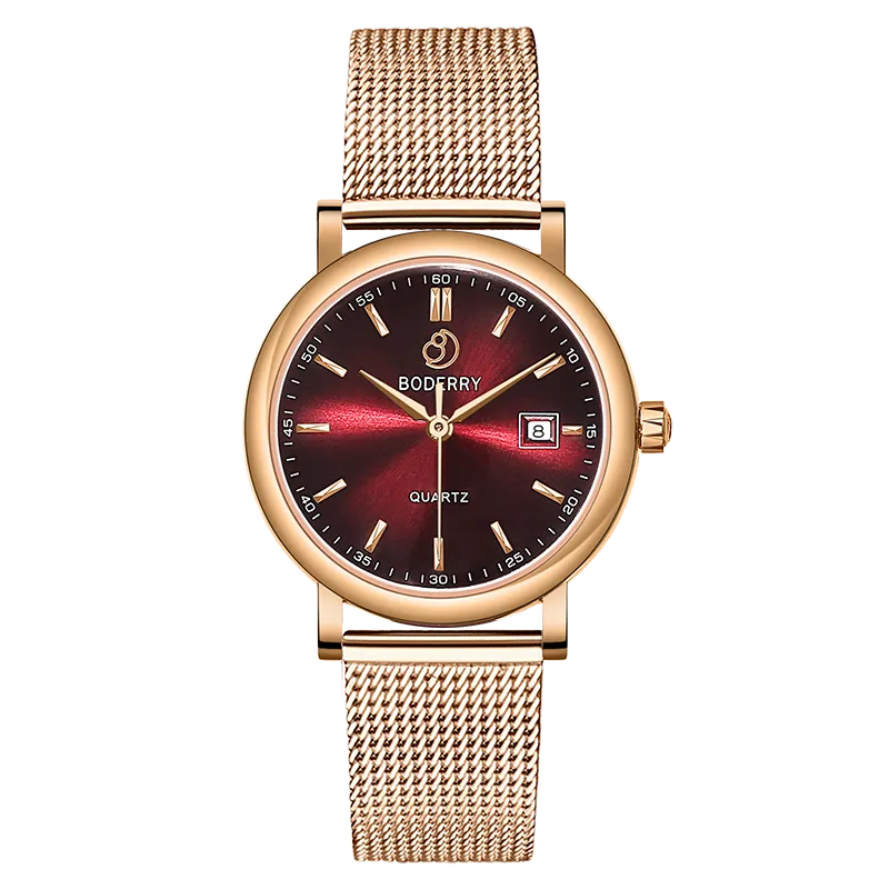 CLASSIC 36MM - Swiss Quartz Movement Watch | Rose Gold & Claret