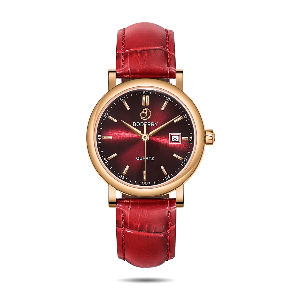 CLASSIC 36MM - Swiss Quartz Movement Watch | Rose Gold & Claret