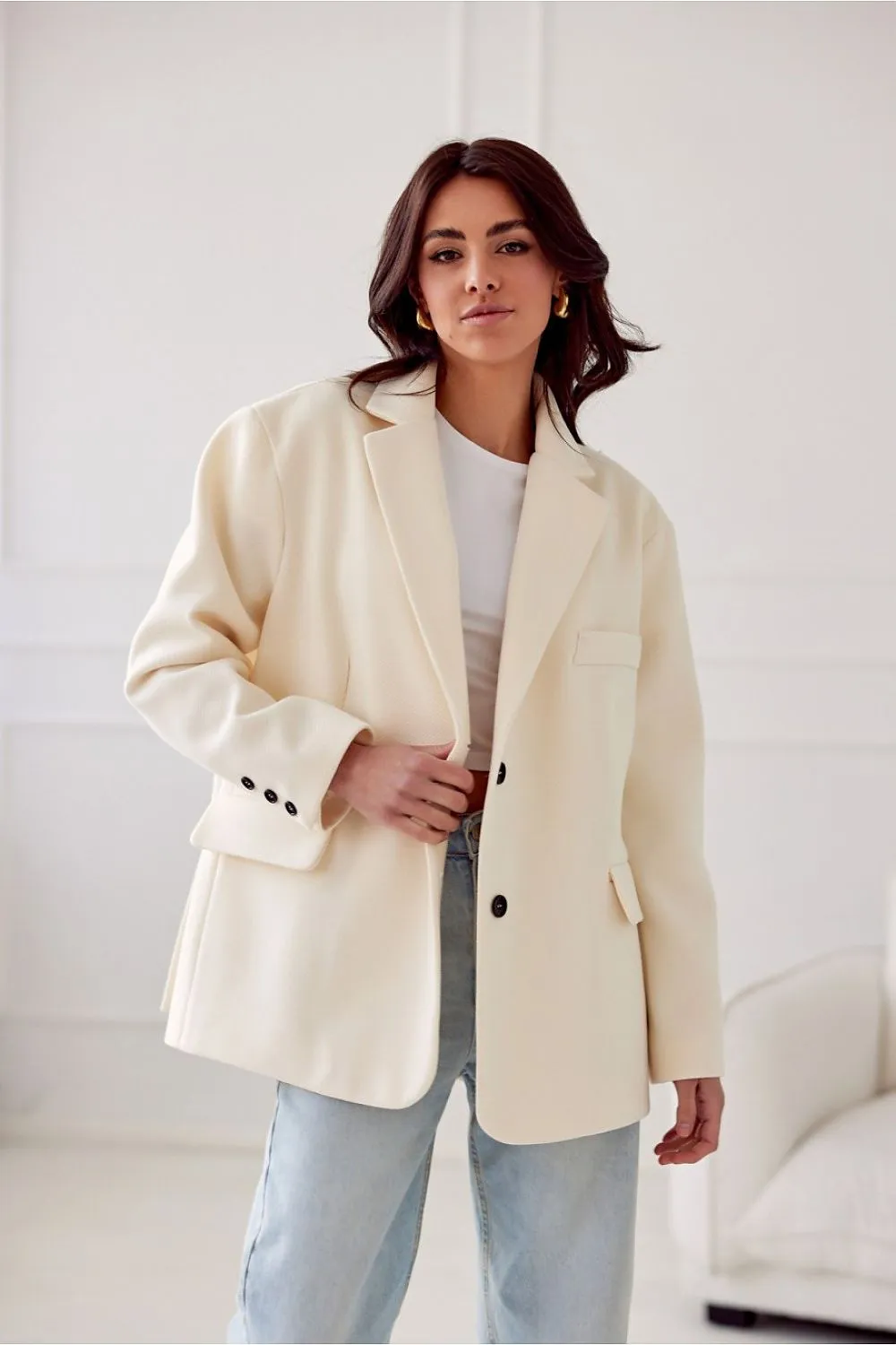 Decorative Lapel Voluminous Blazer