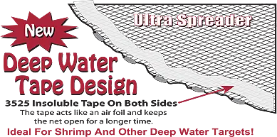 Fitec GS-1000 Ultra Spreader Shrimp Cast Nets #11760, 6 ft. 5/8" Sq. Mesh With Tape