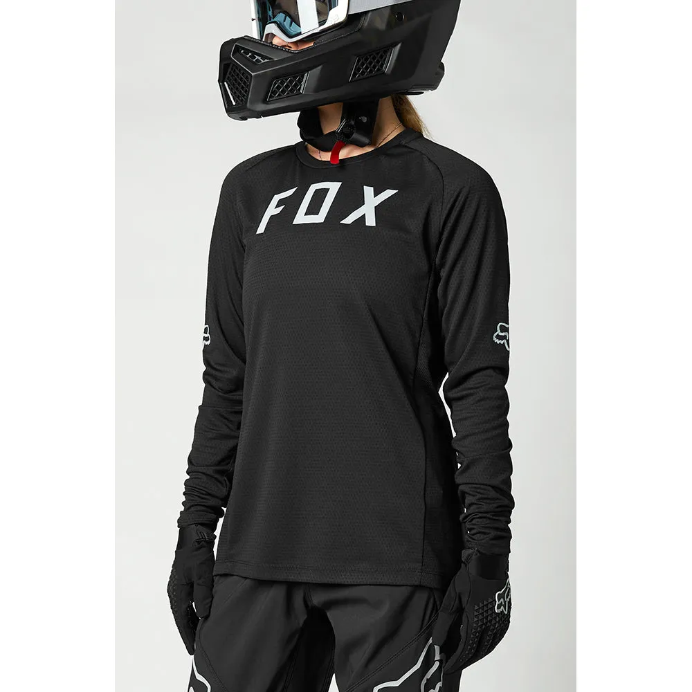 FOX WOMENS DEFEND LS JERSEY [BLACK]