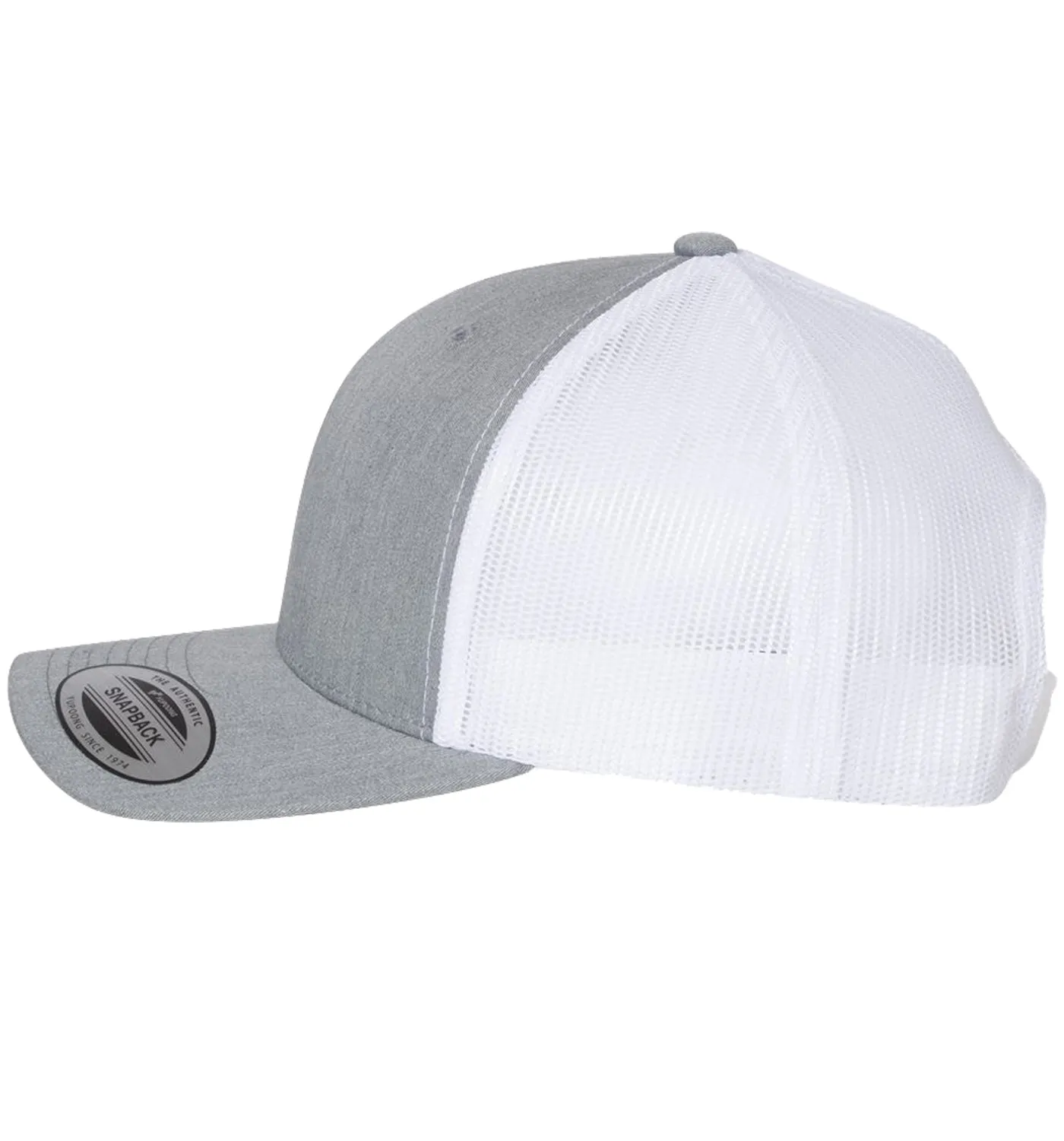 Hammerhead Shark 6 Panel Trucker Snap Back Heather Grey White Hat