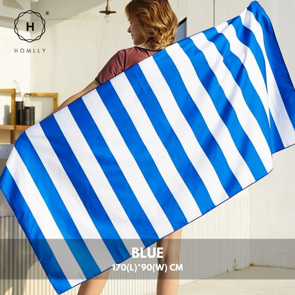 Homlly Classic Stripe Microfiber Quick Dry Sand Beach Travel Yoga Towel